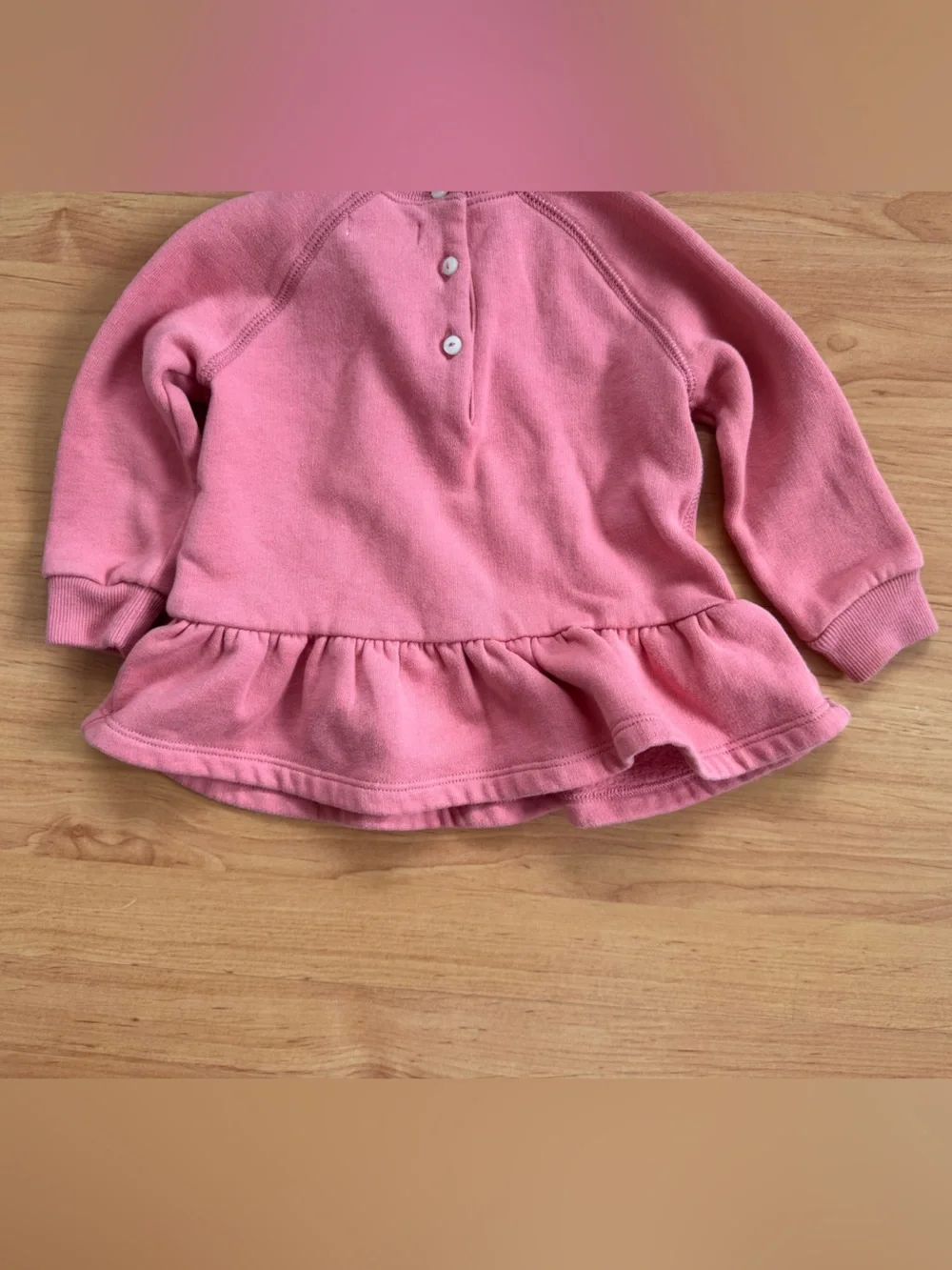 Ralph Lauren Baby Girl Pink Peplum Pony Cotton Fleece Sweatshirt
